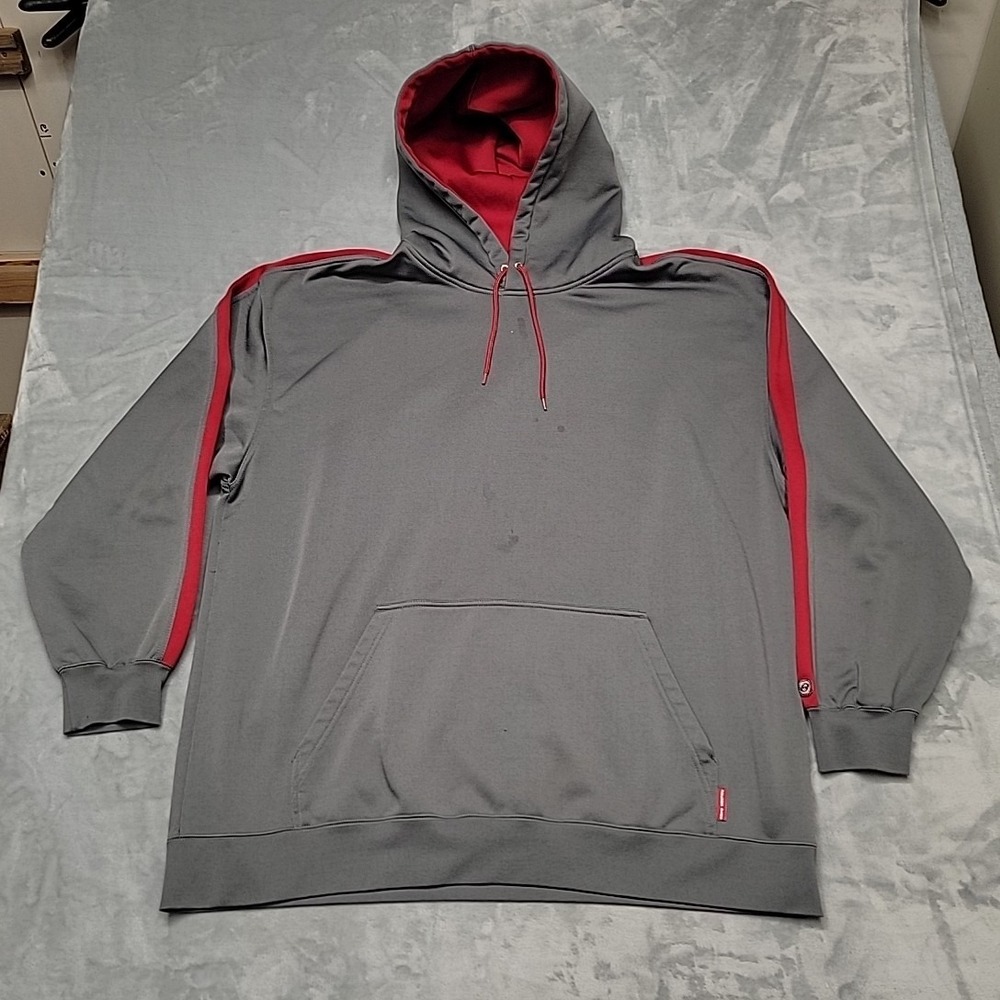 Anchor Blue Jacket Mens 2XL Gray Side Stripe Pullover Hoodie Y2K Skater